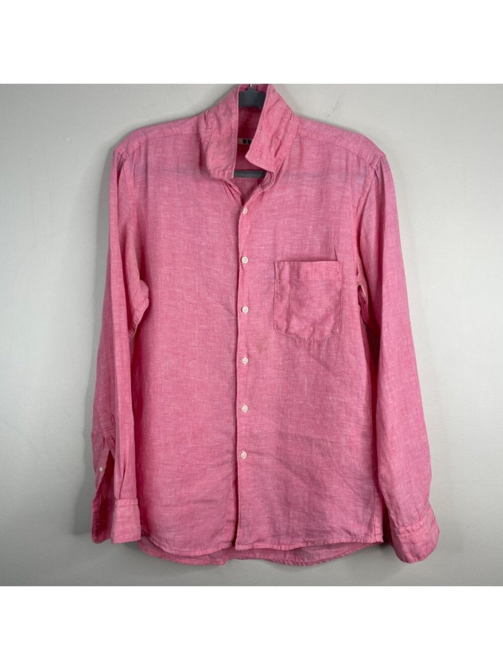 Uniqlo Button Shirt Mens Small Linen Nantucket Red Preppy Beach Coastal Frat